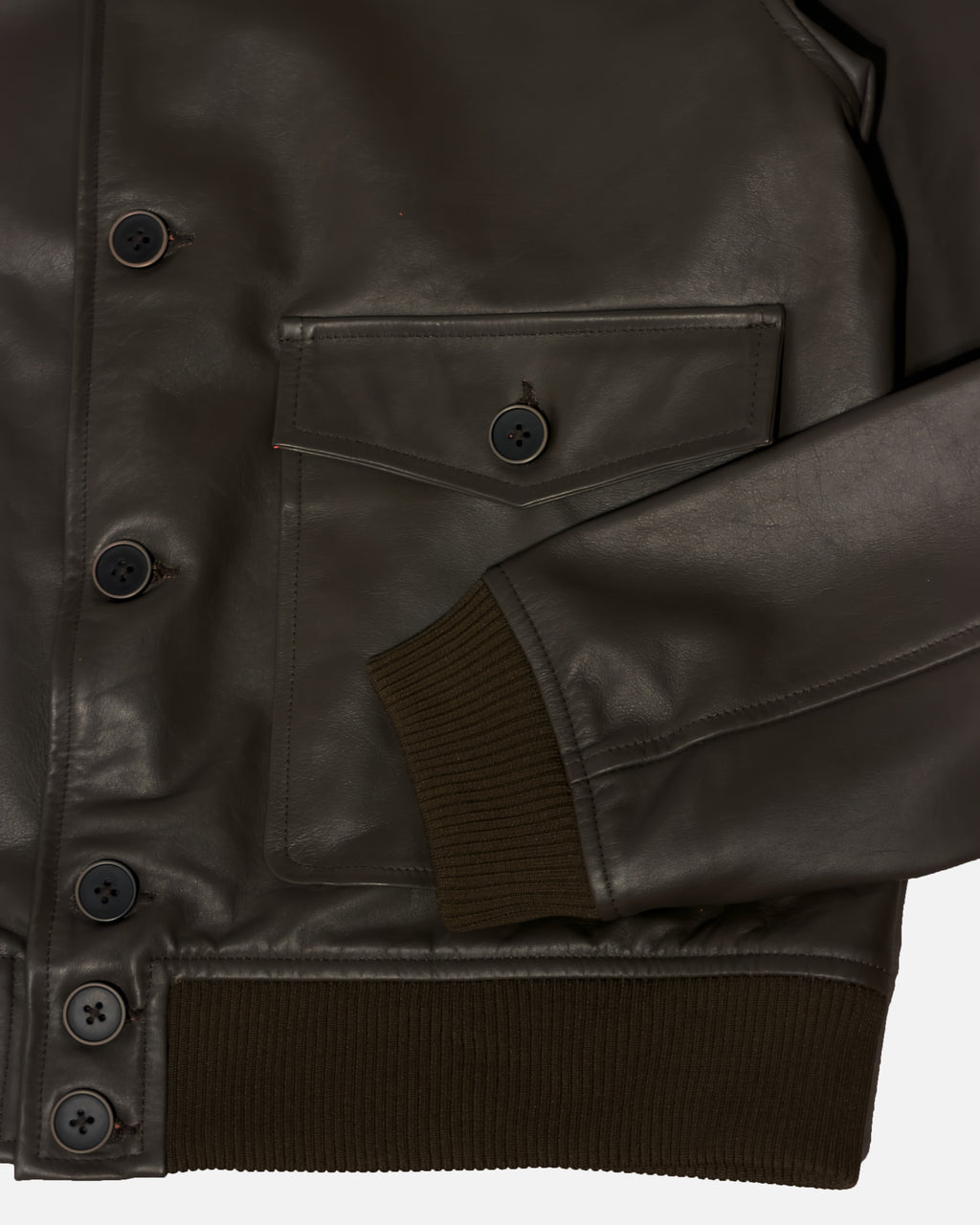 Moss-Brown Leather Jacket